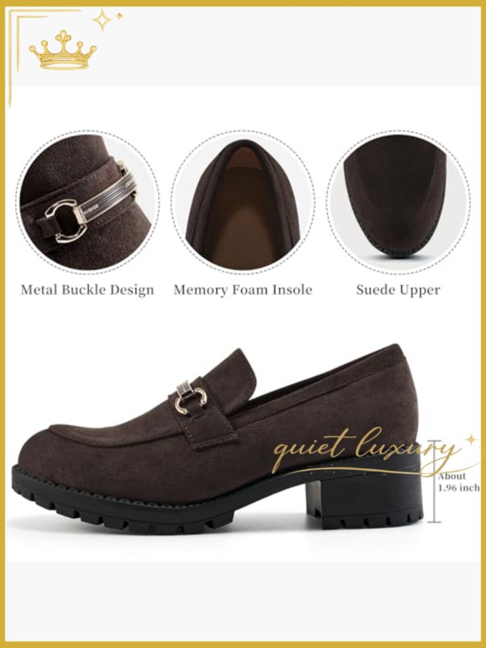 Chunky Platform Loafers Suede Penny Loafer Casual Slip On Dress Shoes Comfort - Picture 4 of 7